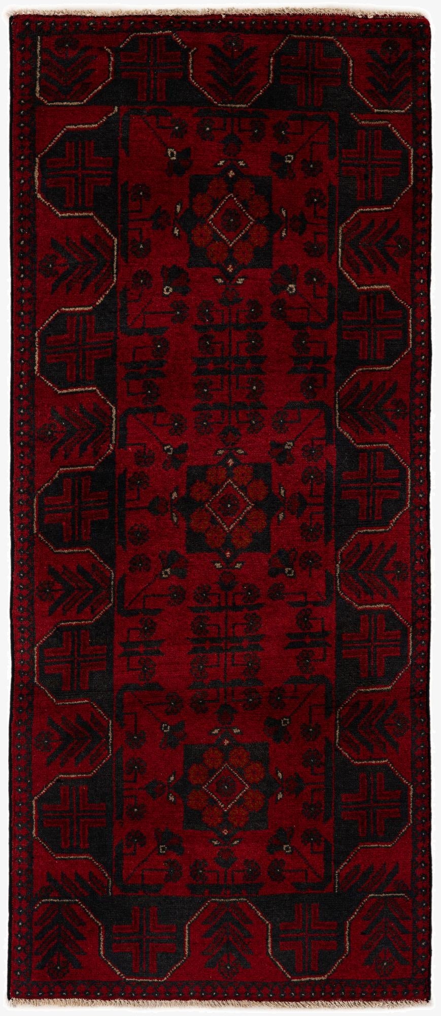 2' 7 x 6' 3  Hand Knotted Khal Mohammadi Wool Runner Rug