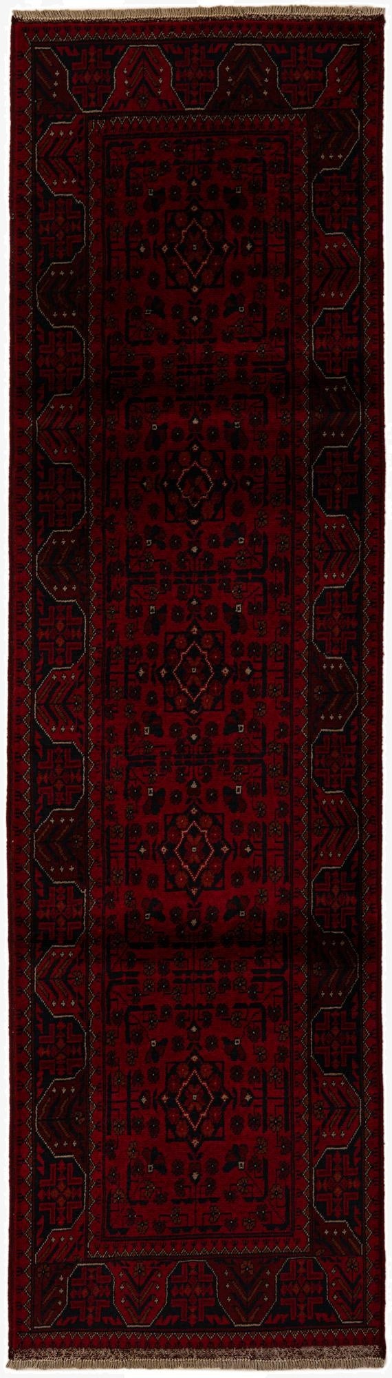 2' 8 x 9' 5  Hand Knotted Khal Mohammadi Wool Runner Rug
