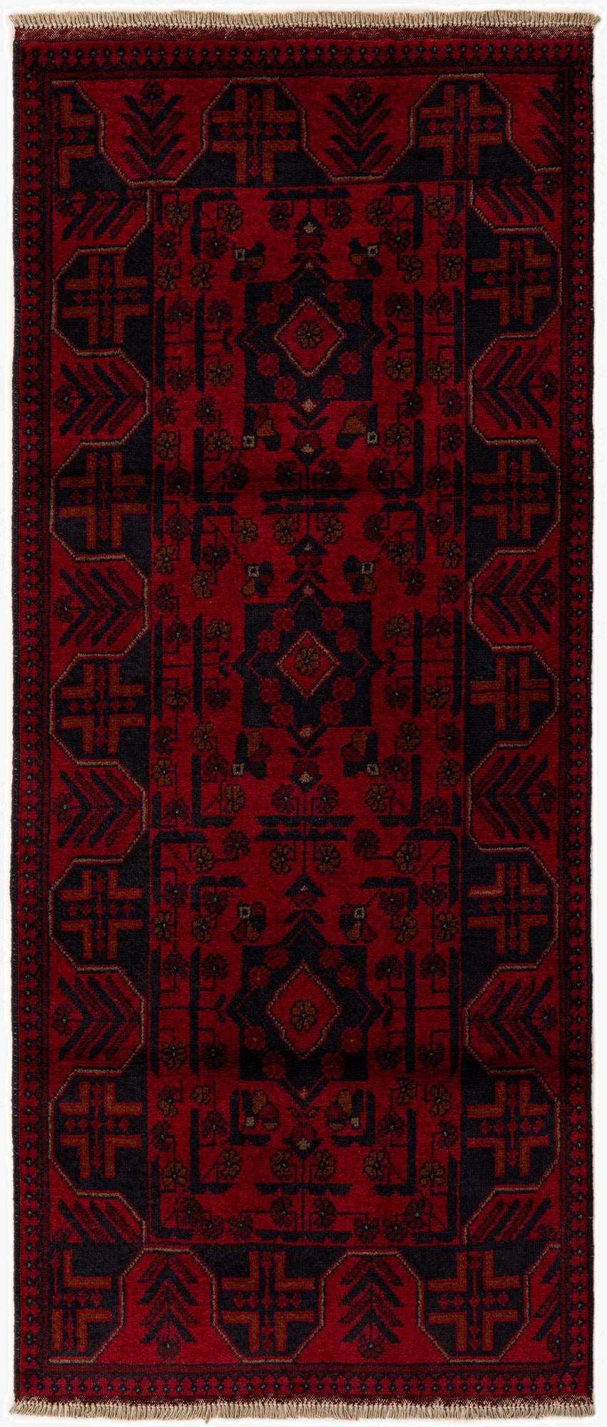 2' 8 x 6' 5  Hand Knotted Khal Mohammadi Wool Runner Rug