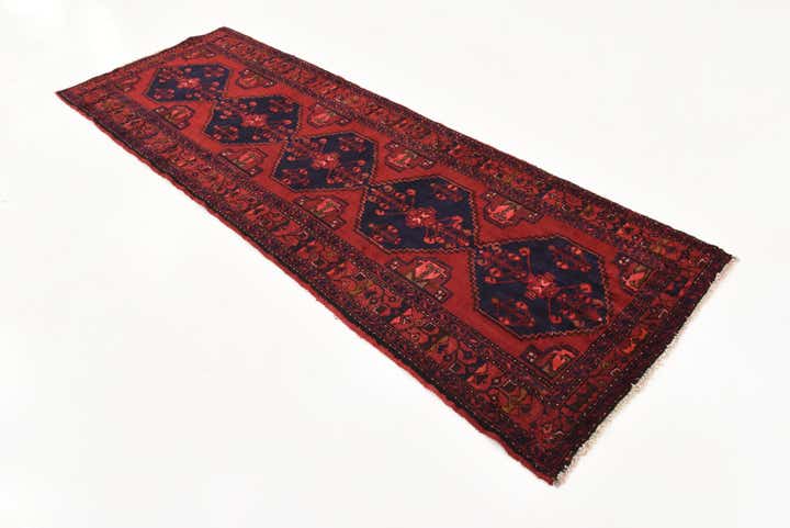 3' 5 x 9' 8 Hand Knotted Khamseh Persian Wool Runner Rug
