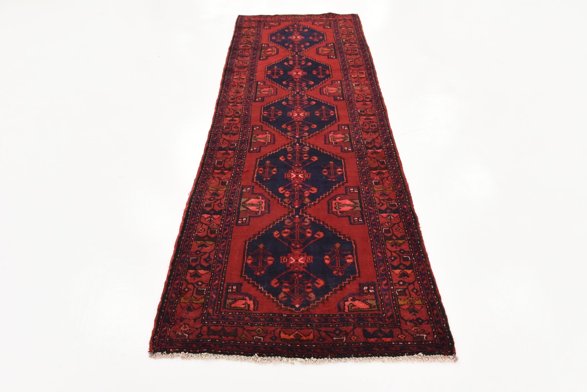 3' 5 x 9' 8 Hand Knotted Khamseh Persian Wool Runner Rug