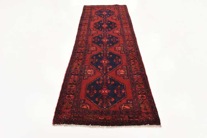 3' 5 x 9' 8 Hand Knotted Khamseh Persian Wool Runner Rug