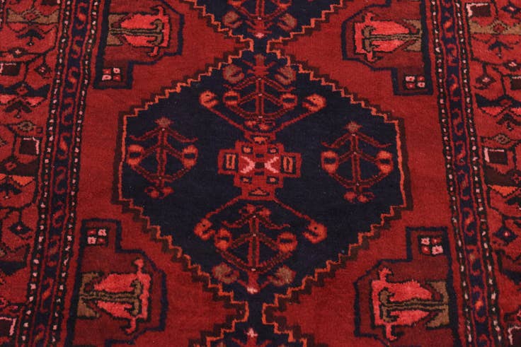Detail image of 3' 5 x 9' 8 Hand Knotted Khamseh Persian Wool Runner Rug