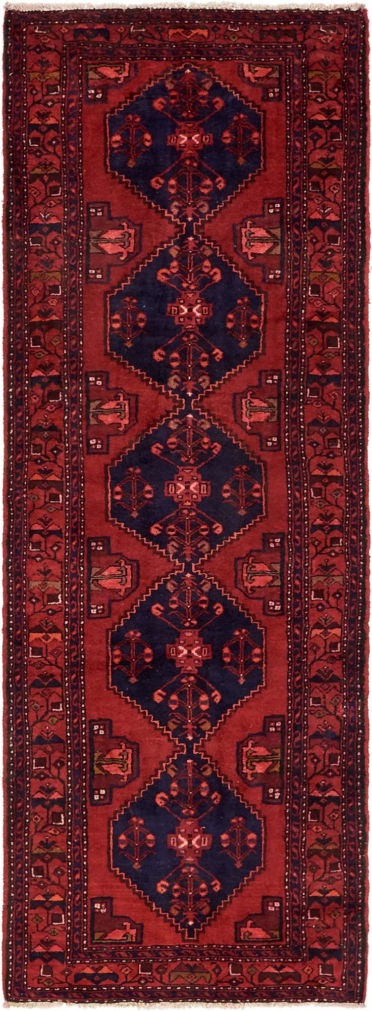 3' 5 x 9' 8 Hand Knotted Khamseh Persian Wool Runner Rug
