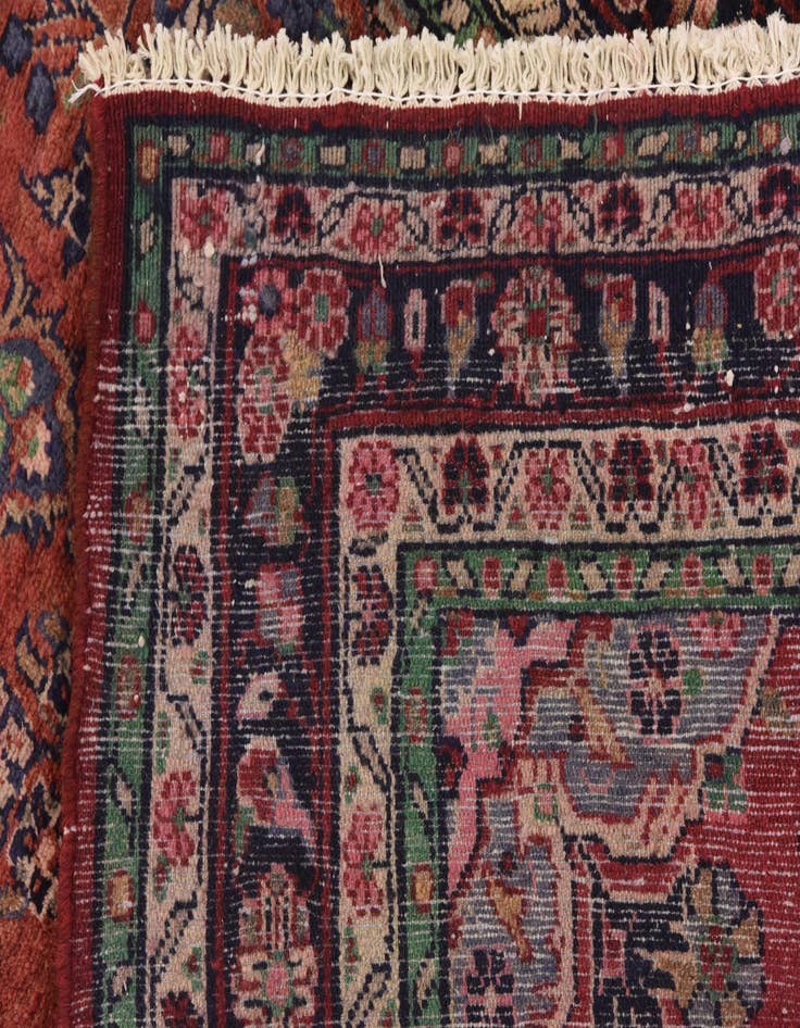 Detail image of 3' 7 x 10' 10 Hand Knotted Khamseh Persian Wool Runner Rug