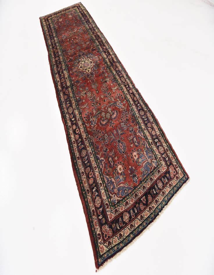 Detail image of 3' 7 x 10' 10 Hand Knotted Khamseh Persian Wool Runner Rug