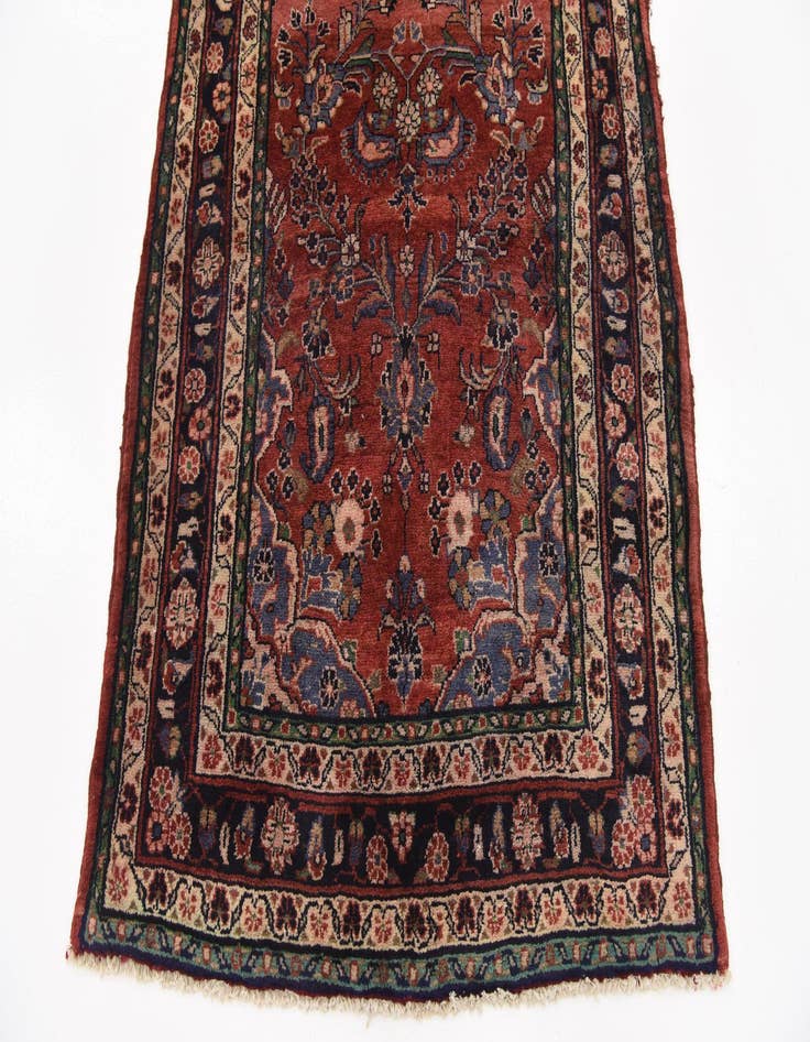 Detail image of 3' 7 x 10' 10 Hand Knotted Khamseh Persian Wool Runner Rug