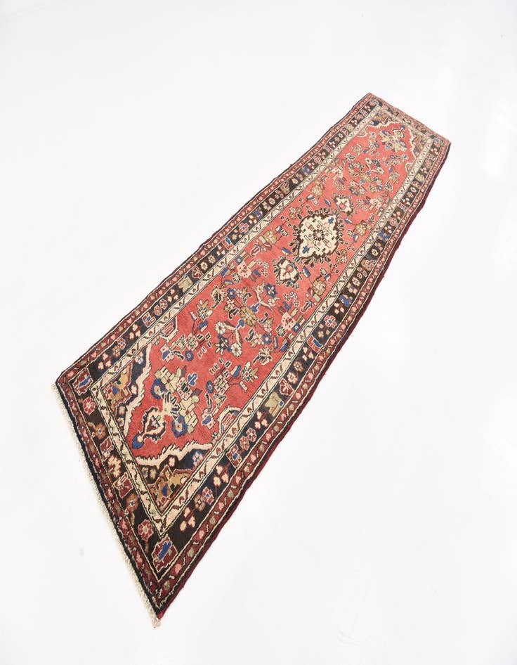 Detail image of 3' 2 x 11'  Hand Knotted Khamseh Persian Wool Runner Rug