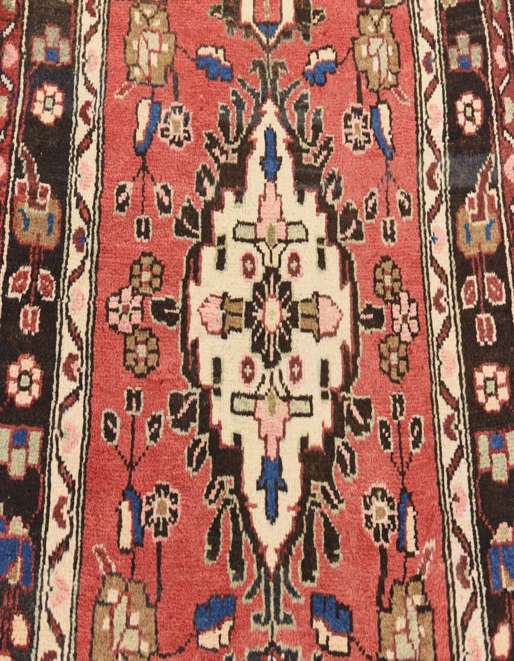 Detail image of 3' 2 x 11'  Hand Knotted Khamseh Persian Wool Runner Rug