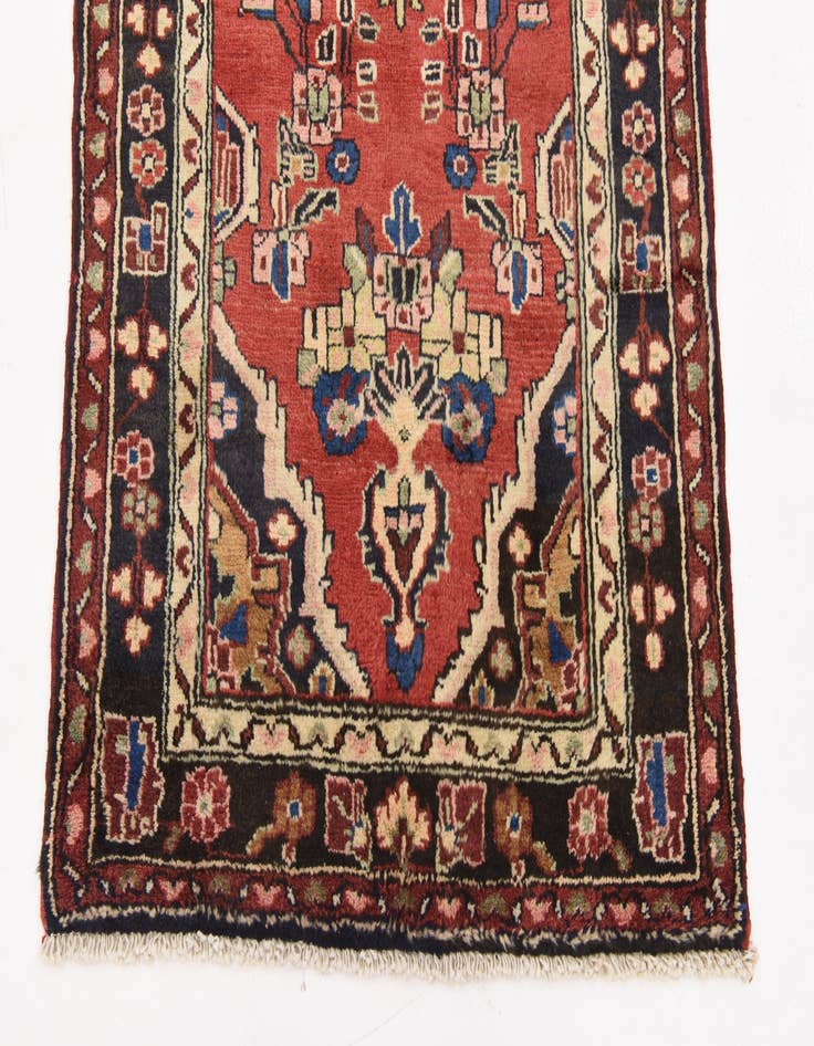 Detail image of 3' 2 x 11' Hand Knotted Khamseh Persian Wool Runner Rug
