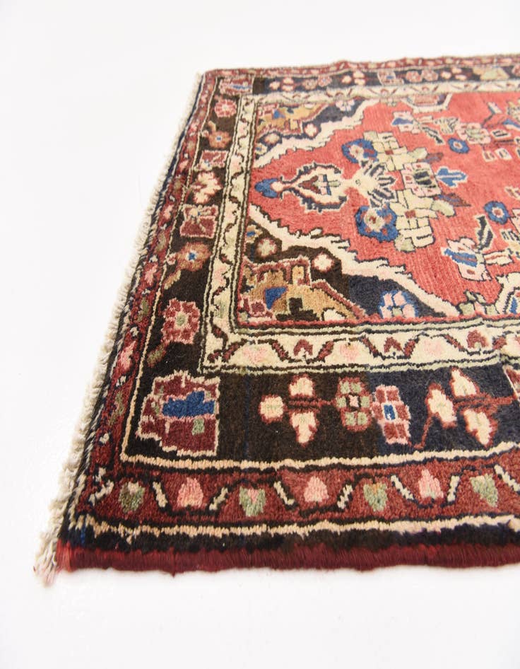 Detail image of 3' 2 x 11' Hand Knotted Khamseh Persian Wool Runner Rug
