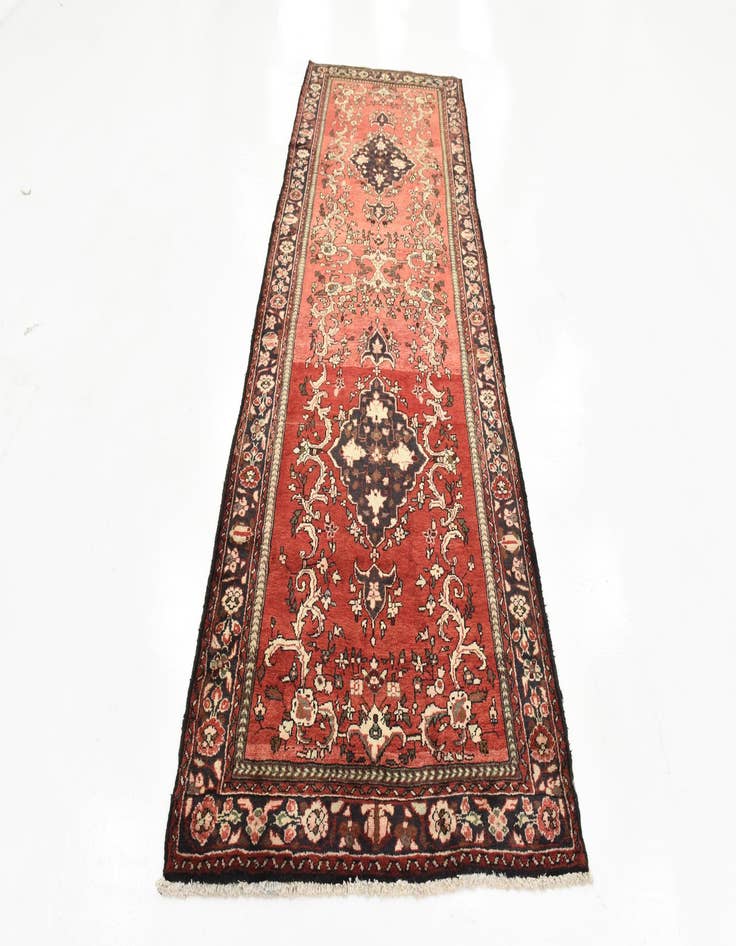 Detail image of 4' x 10' 10  Hand Knotted Khamseh Persian Wool Runner Rug