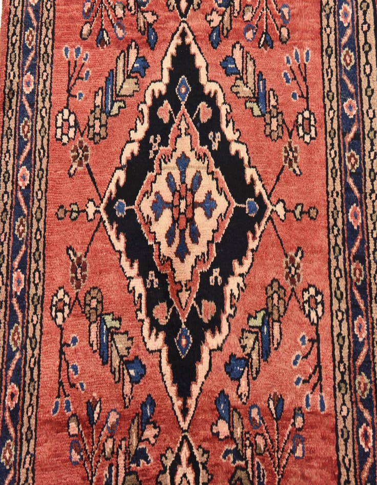 Detail image of 3' 6 x 9' 10  Hand Knotted Khamseh Persian Wool Runner Rug