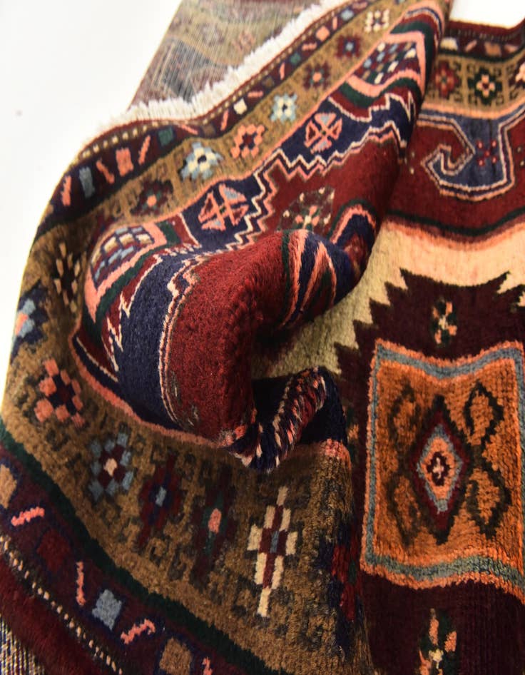 Detail image of 3' 9 x 9' 8  Hand Knotted Khamseh Persian Wool Runner Rug