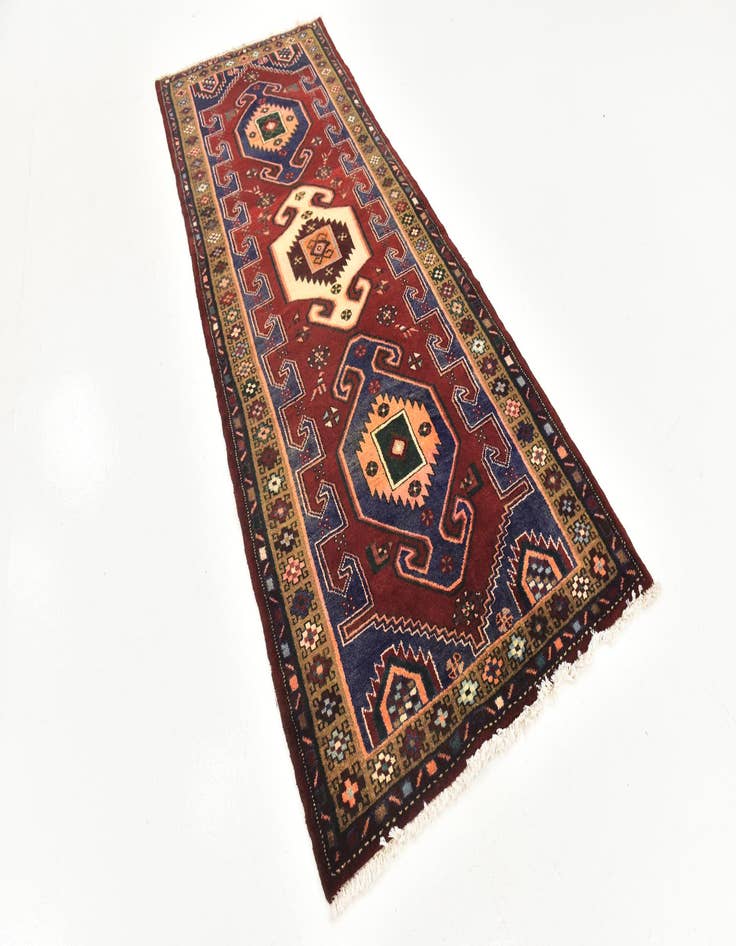 Detail image of 3' 9 x 9' 8  Hand Knotted Khamseh Persian Wool Runner Rug