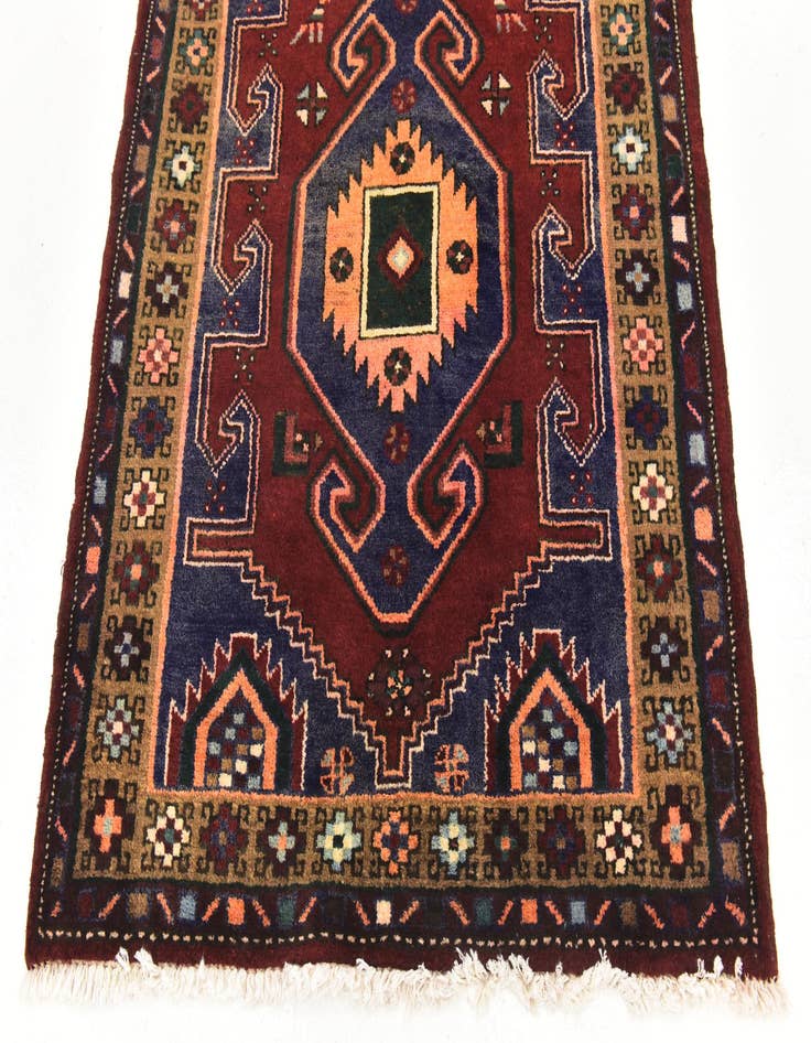 Detail image of 3' 9 x 9' 8  Hand Knotted Khamseh Persian Wool Runner Rug