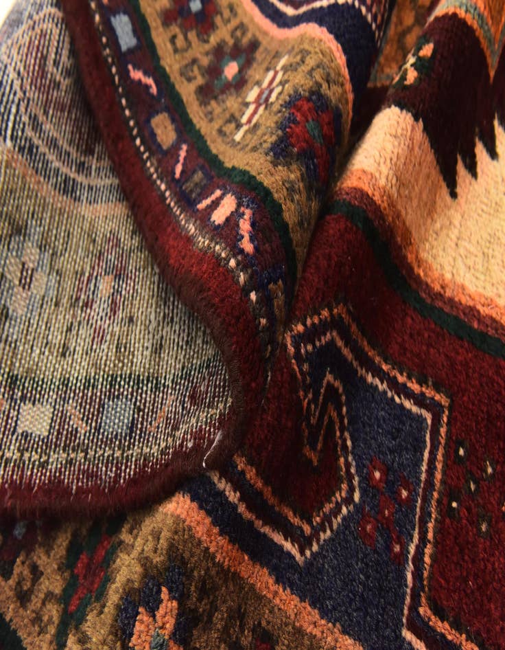 Detail image of 3' 9 x 9' 8  Hand Knotted Khamseh Persian Wool Runner Rug