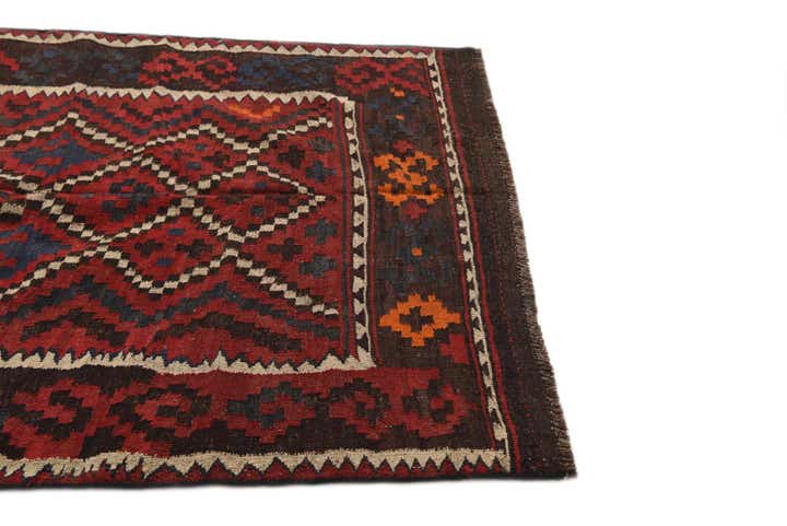 4' 6 x 10' 1 Hand Woven Kilim Afghan Wool Runner Rug