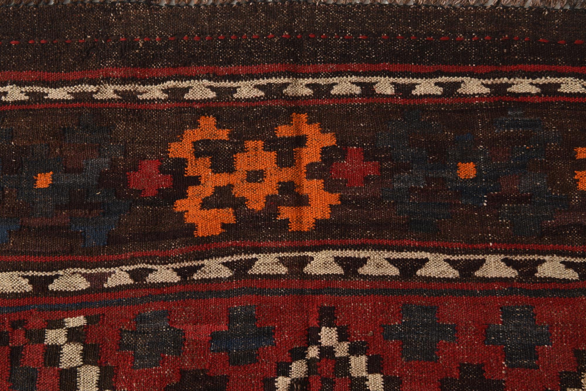 4' 6 x 10' 1 Hand Woven Kilim Afghan Wool Runner Rug