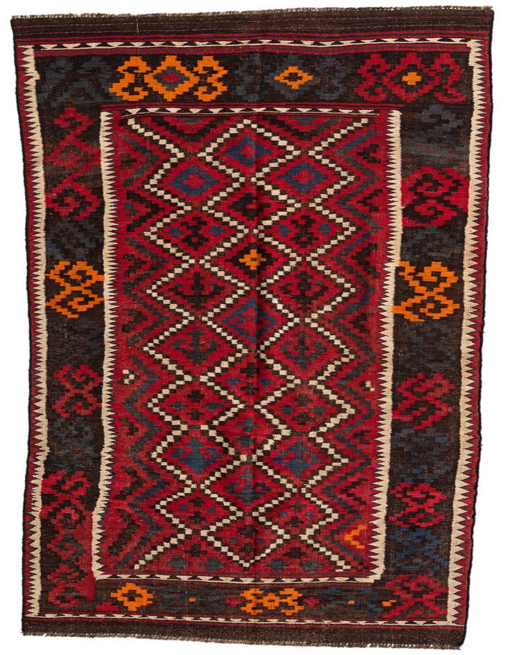 Detail image of 4' 6 x 10' 1 Hand Woven Kilim Afghan Wool Runner Rug