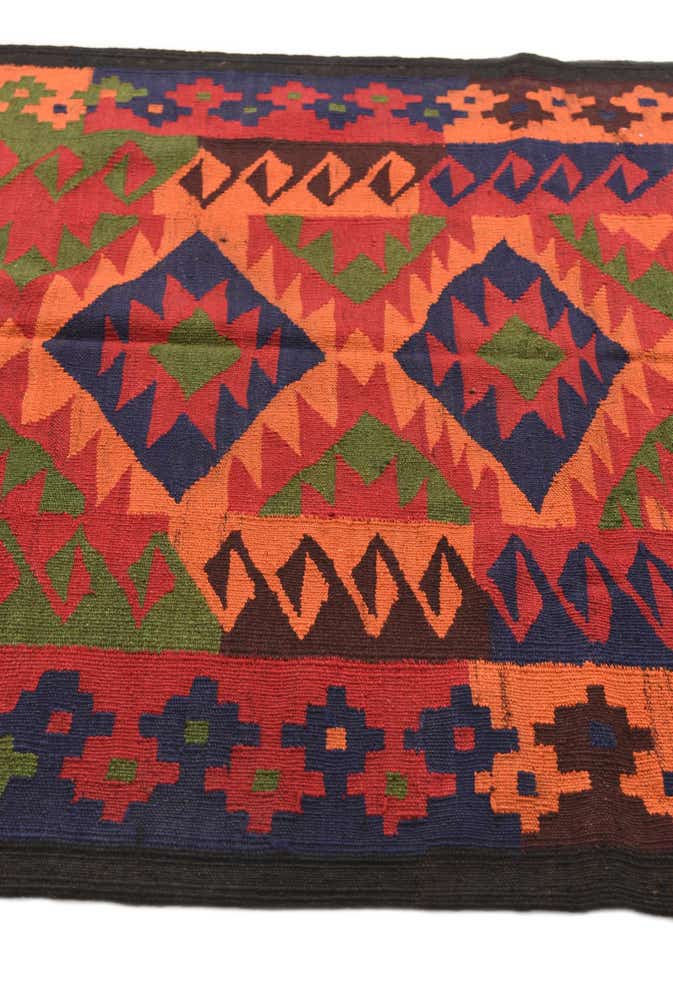 4' 4 x 11' 1 Hand Woven Kilim Afghan Wool Runner Rug