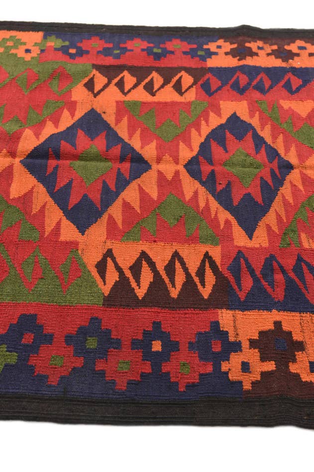 Detail image of 4' 4 x 11' 1 Hand Woven Kilim Afghan Wool Runner Rug