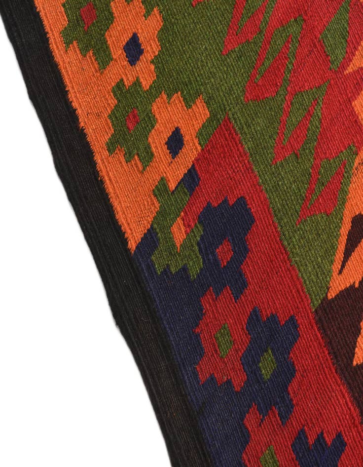 Detail image of 4' 4 x 11' 1  Hand Woven Kilim Afghan Wool Runner Rug