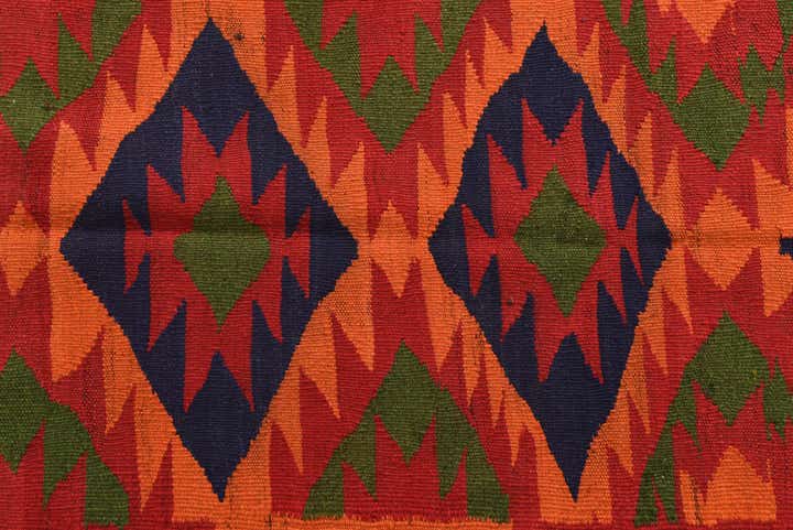 4' 4 x 11' 1 Hand Woven Kilim Afghan Wool Runner Rug