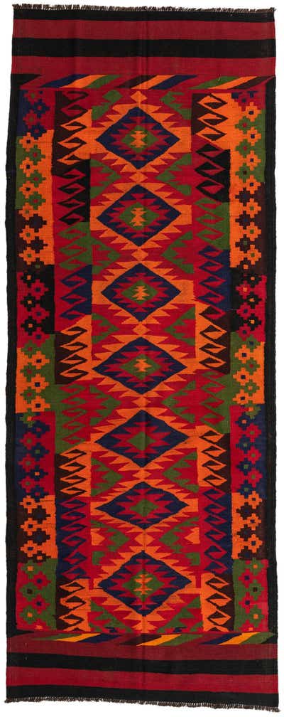 4' 4 x 11' 1 Hand Woven Kilim Afghan Wool Runner Rug