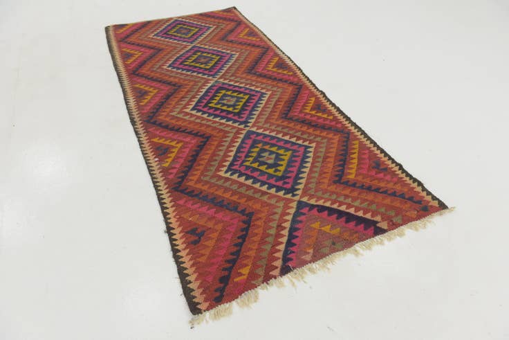 Detailansicht von 120cm x 275cm Handgewebt Kilim Fars Wolle Läufer Teppich