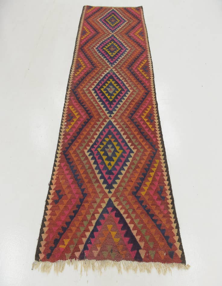 Detail image of 4' x 9'  Hand Woven Kilim Fars Wool Runner Rug