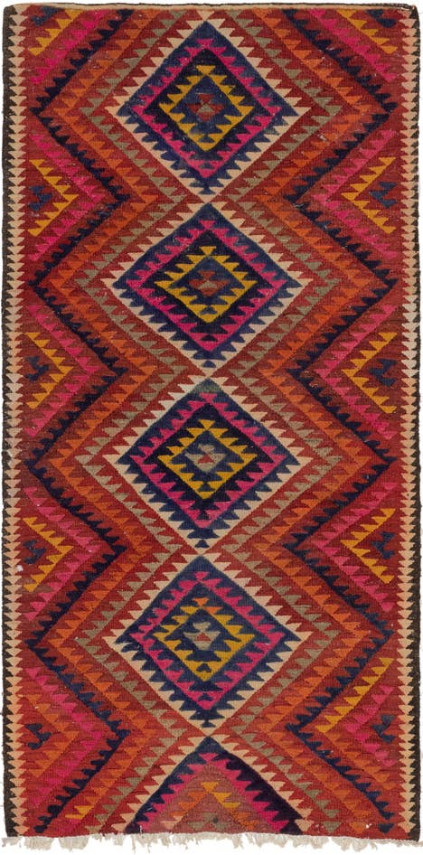 Detailansicht von 120cm x 275cm Handgewebt Kilim Fars Wolle Läufer Teppich