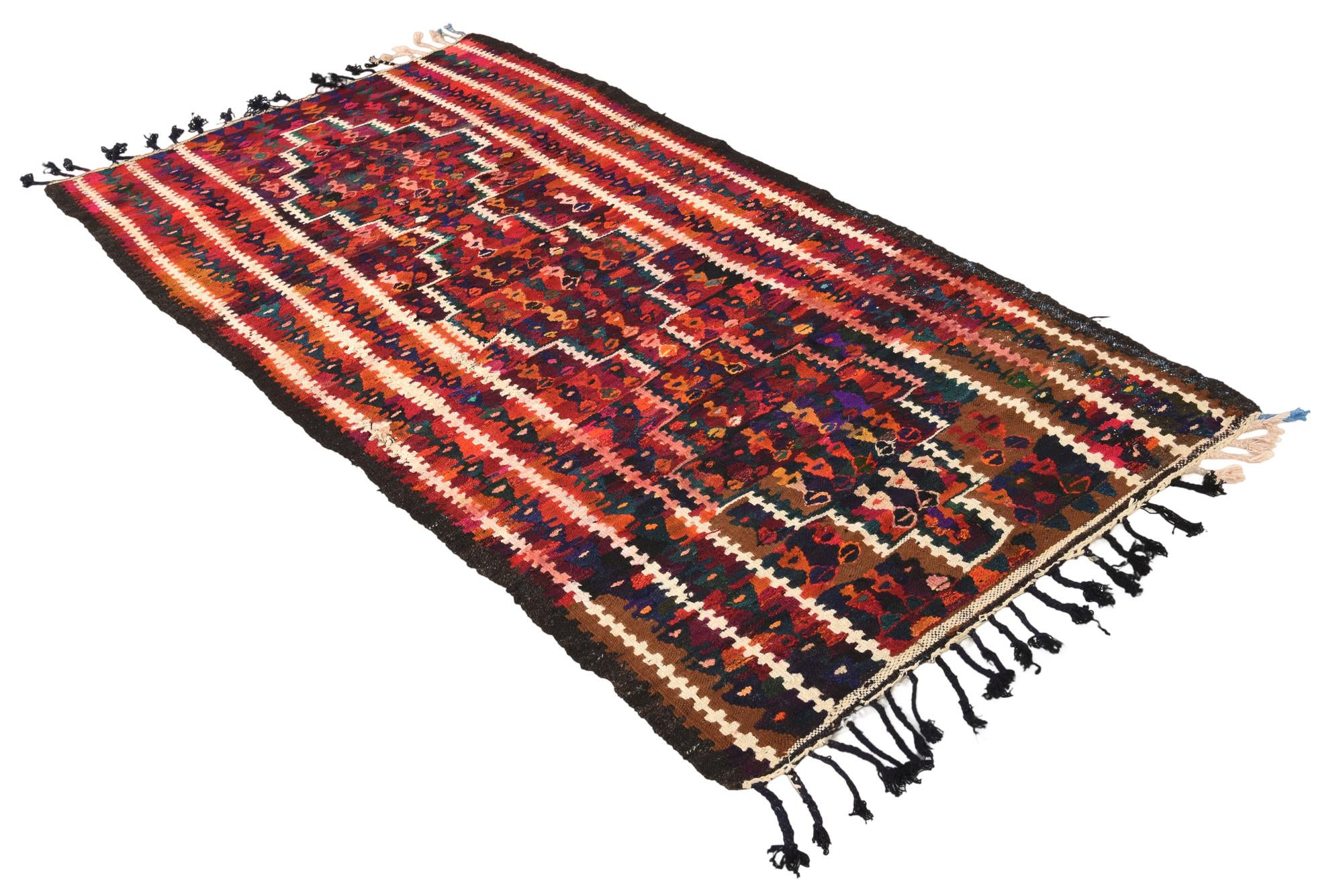 4' x 7' 9 Hand Woven Kilim Fars Wool Runner Rug