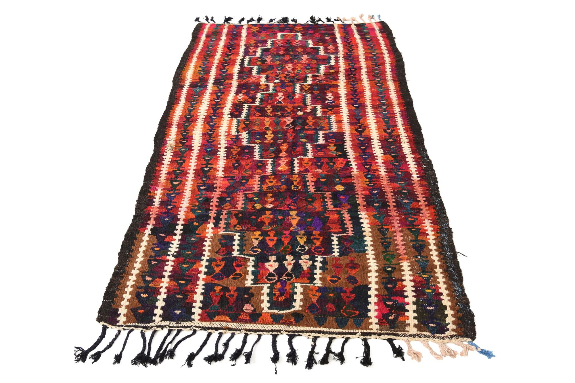 4' x 7' 9 Hand Woven Kilim Fars Wool Runner Rug