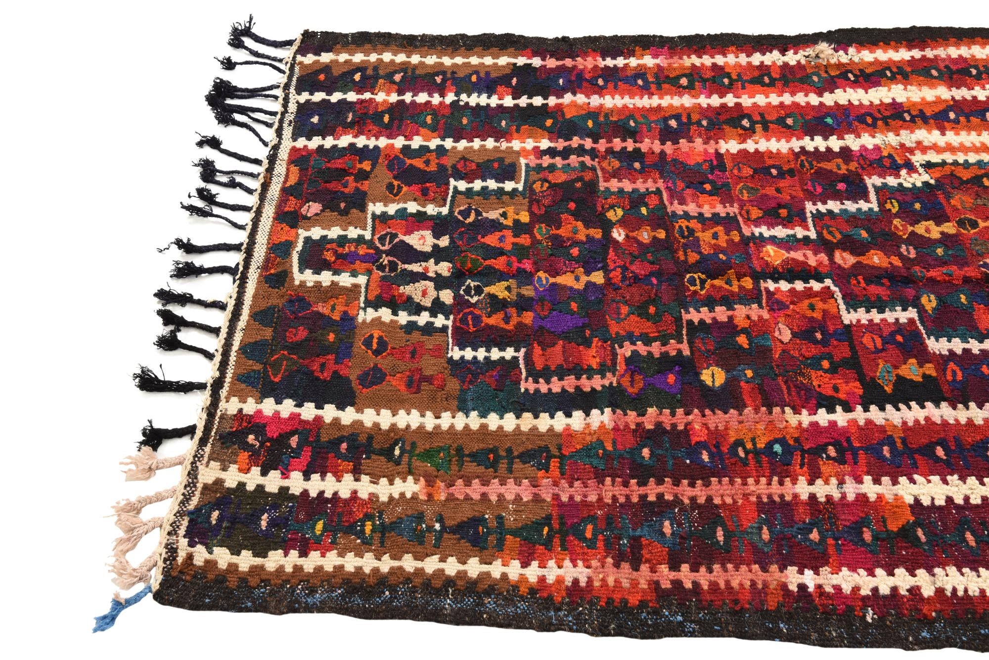 4' x 7' 9 Hand Woven Kilim Fars Wool Runner Rug
