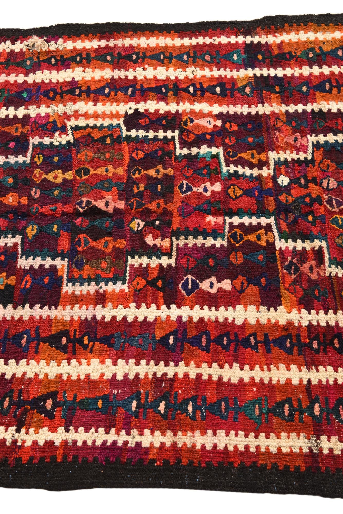 4' x 7' 9 Hand Woven Kilim Fars Wool Runner Rug