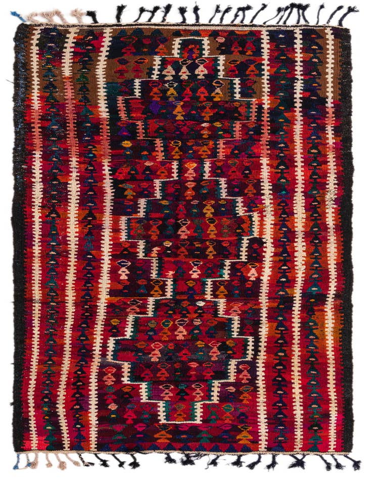 Detail image of 4' x 7' 9 Hand Woven Kilim Fars Wool Runner Rug