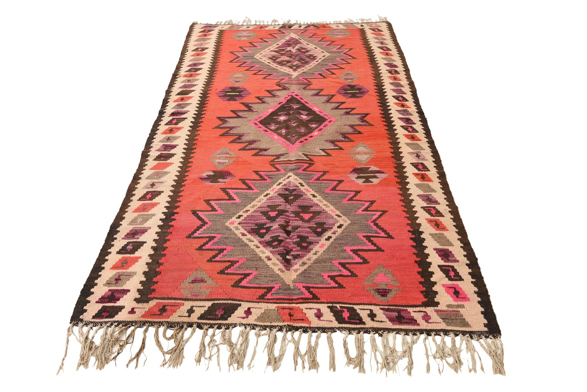 4' 4 x 7' 10 Hand Woven Kilim Fars Wool Runner Rug