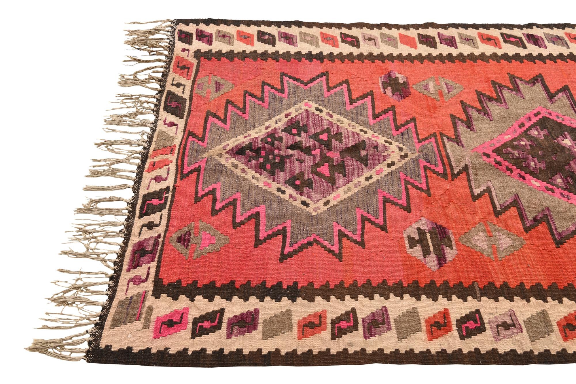 4' 4 x 7' 10 Hand Woven Kilim Fars Wool Runner Rug