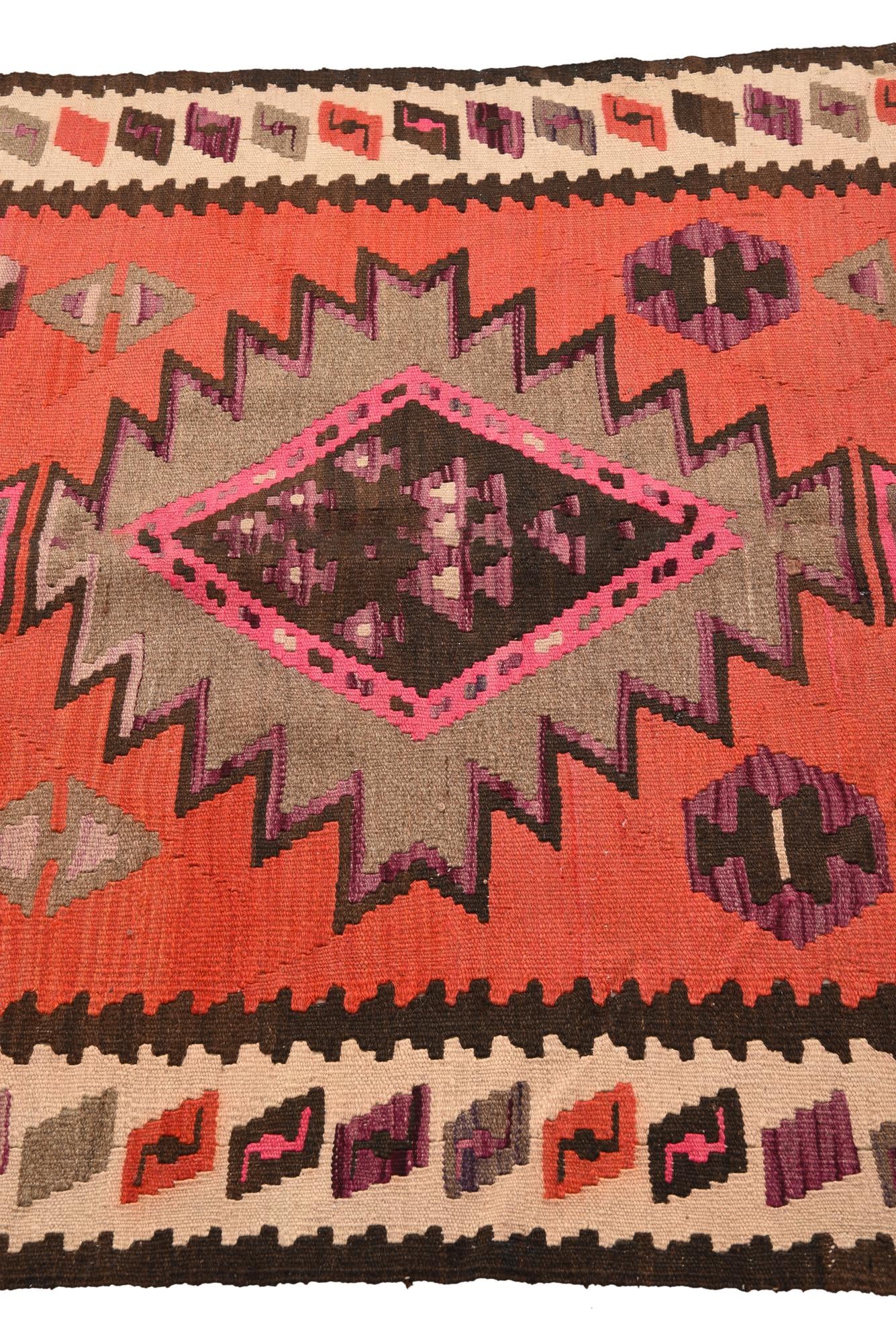 4' 4 x 7' 10 Hand Woven Kilim Fars Wool Runner Rug