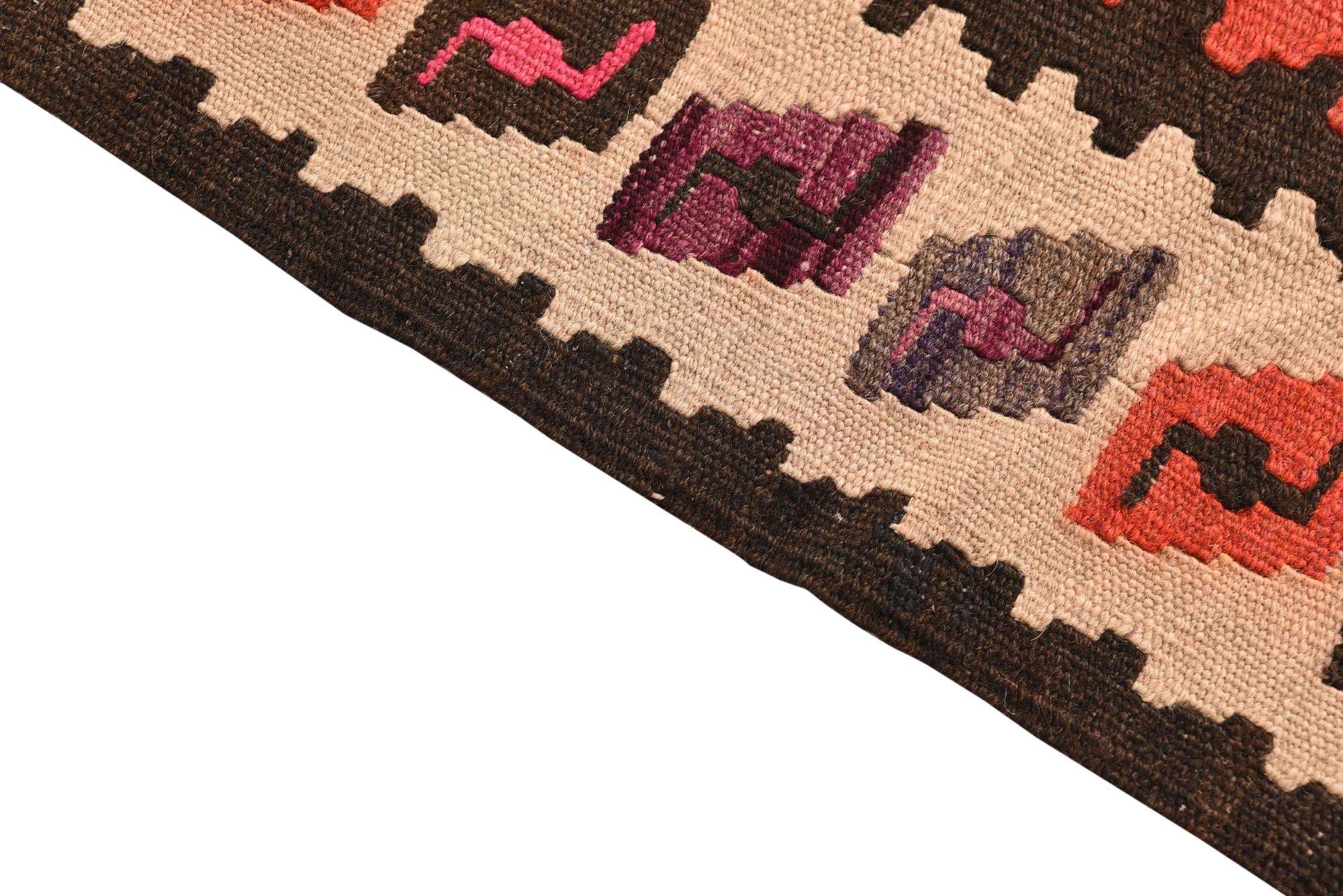 4' 4 x 7' 10 Hand Woven Kilim Fars Wool Runner Rug