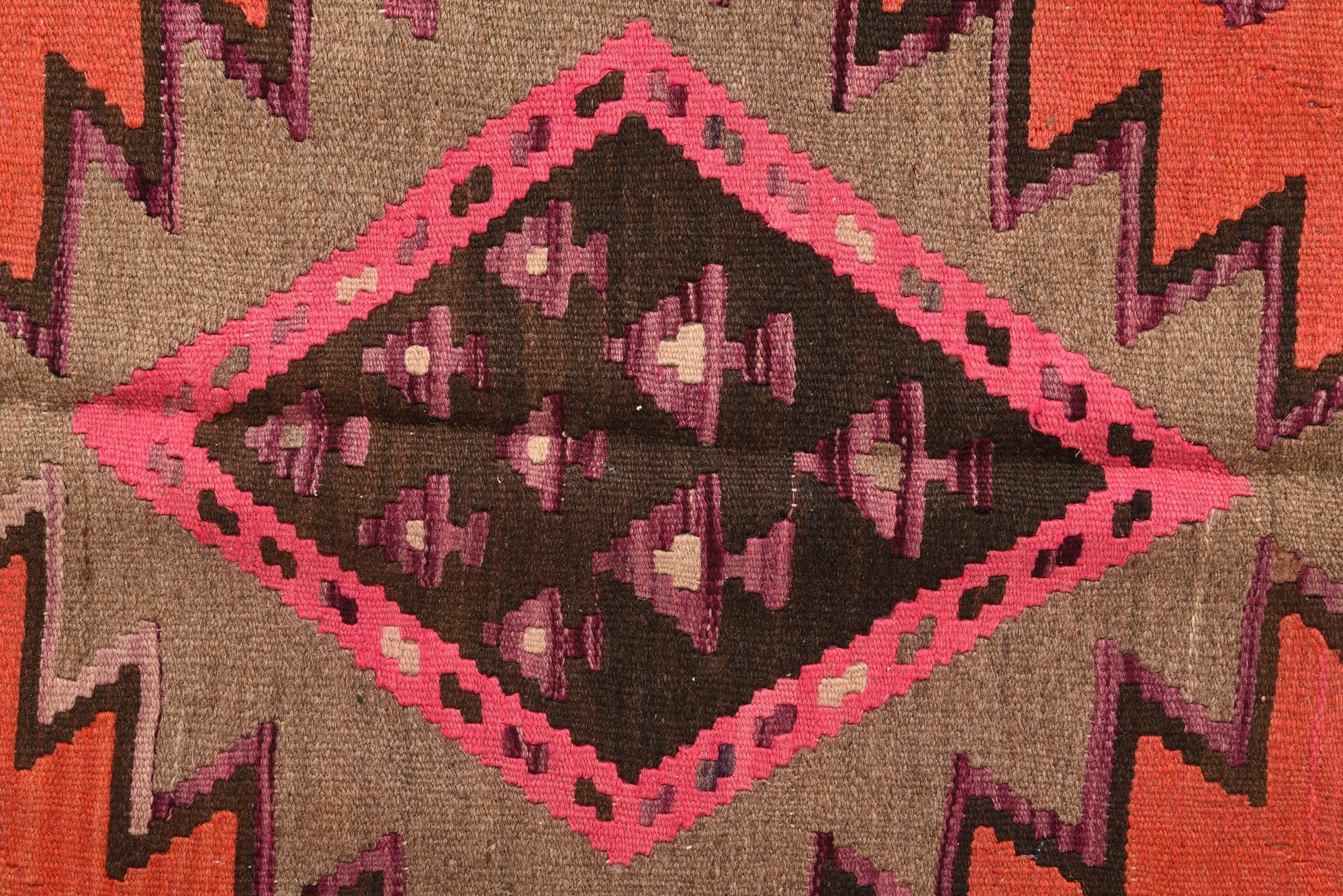 4' 4 x 7' 10 Hand Woven Kilim Fars Wool Runner Rug