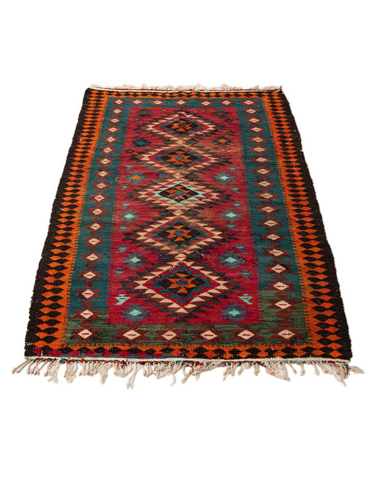 Detail image of 3' 10 x 7' 3 Hand Woven Kilim Fars Wool Runner Rug