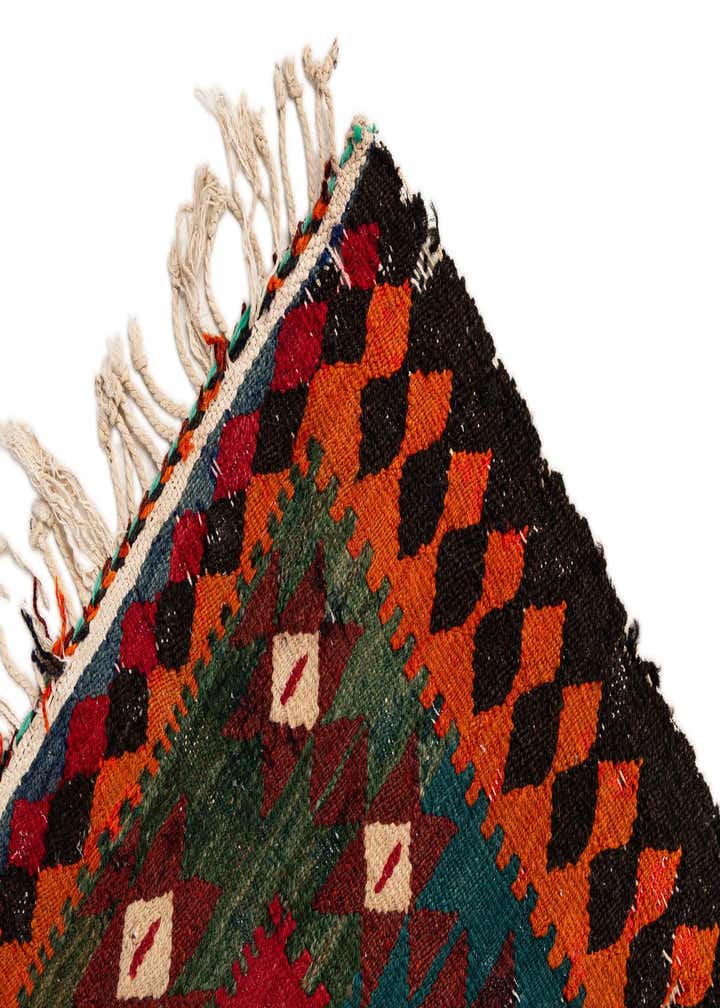 3' 10 x 7' 3 Hand Woven Kilim Fars Wool Runner Rug