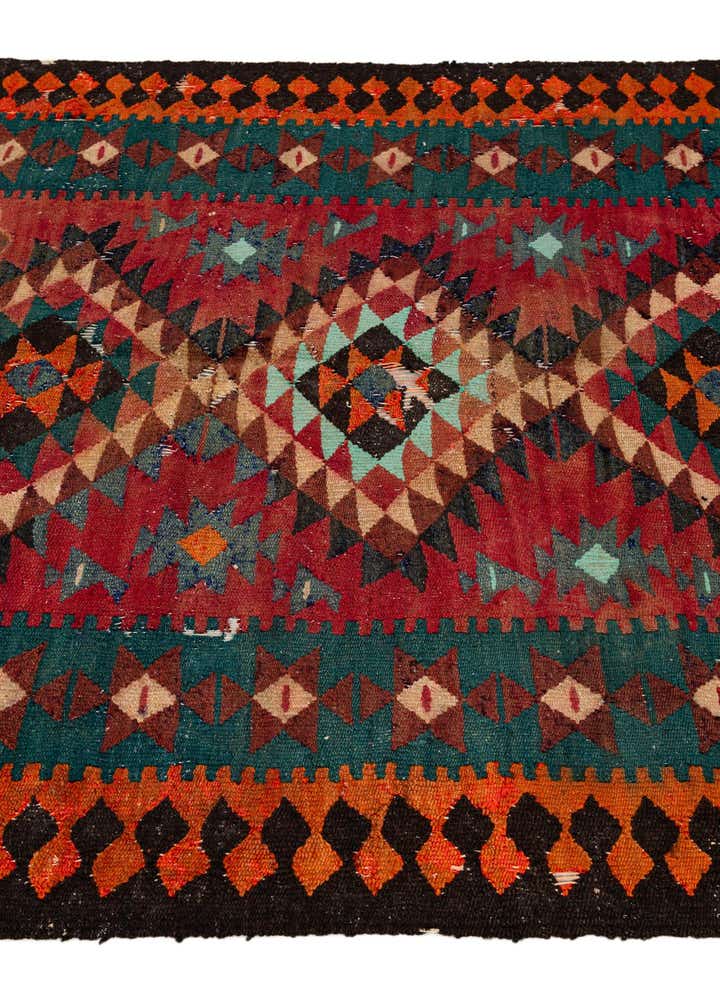 3' 10 x 7' 3 Hand Woven Kilim Fars Wool Runner Rug