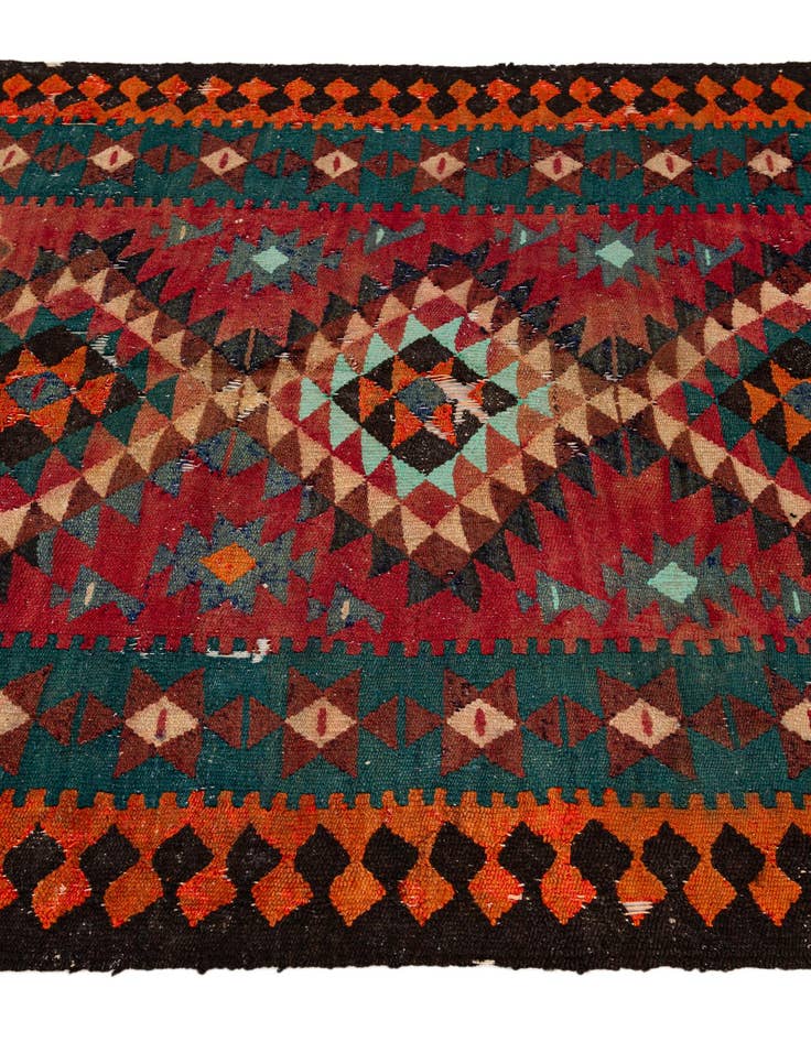 Detail image of 3' 10 x 7' 3 Hand Woven Kilim Fars Wool Runner Rug