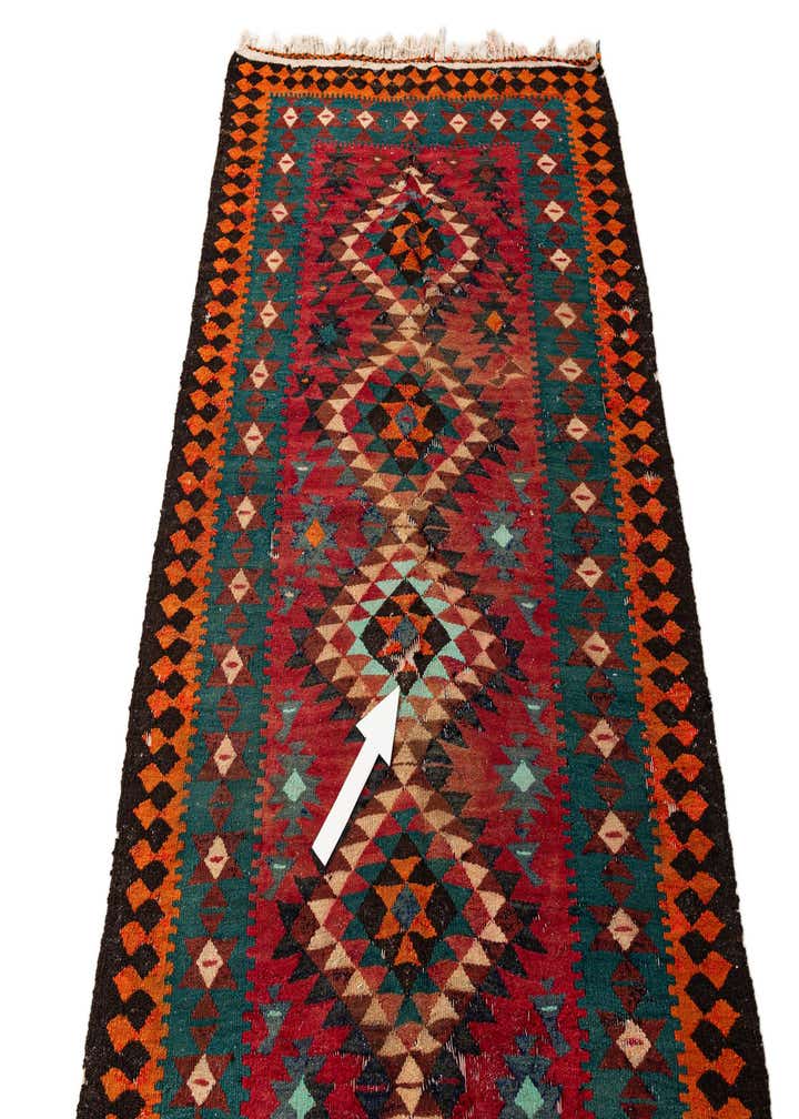 3' 10 x 7' 3 Hand Woven Kilim Fars Wool Runner Rug