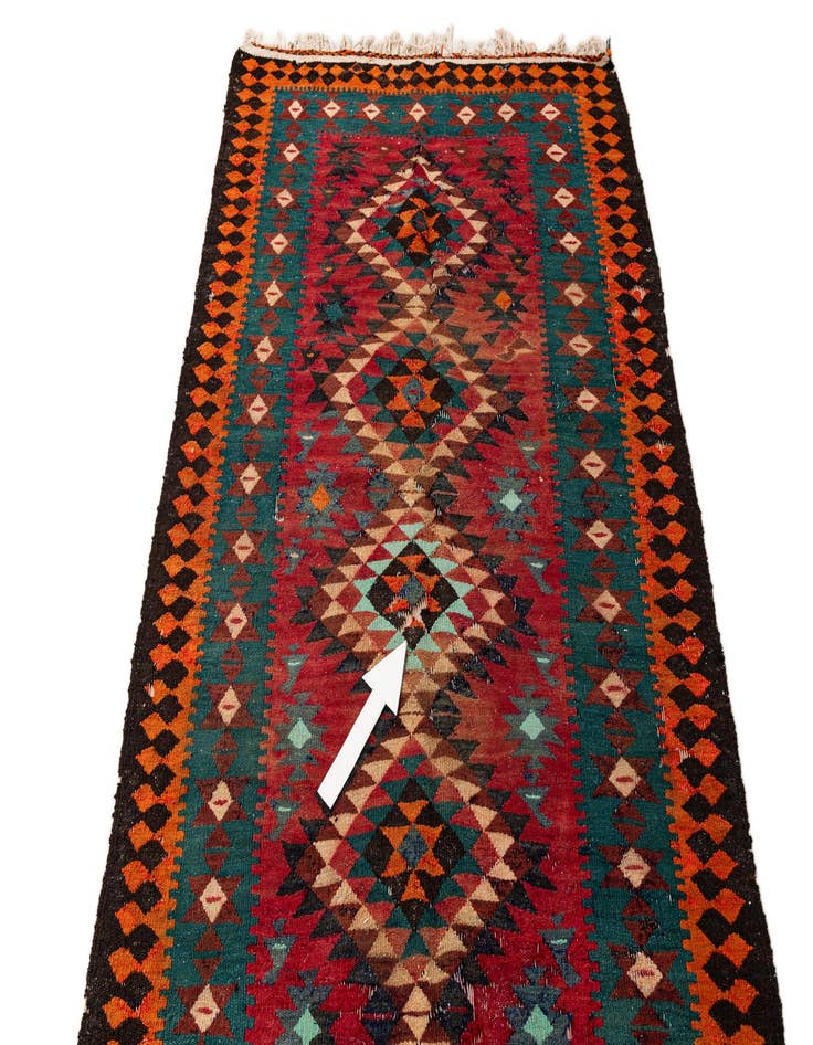 Detail image of 3' 10 x 7' 3  Hand Woven Kilim Fars Wool Runner Rug