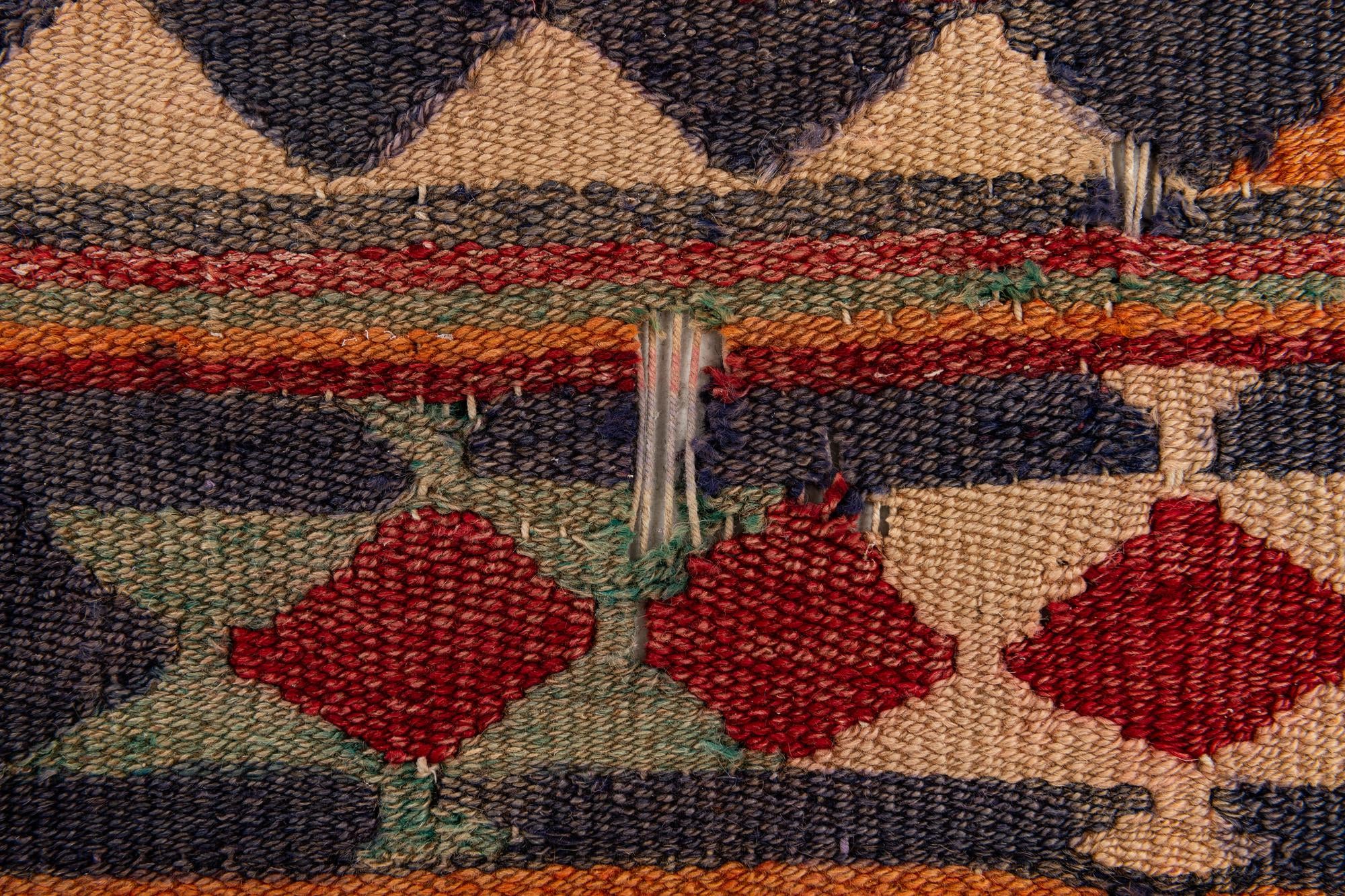 3' 9 x 8' 7 Hand Woven Kilim Fars Wool Runner Rug