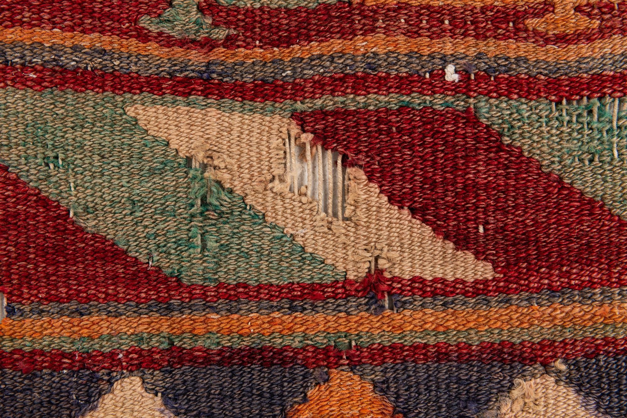 3' 9 x 8' 7 Hand Woven Kilim Fars Wool Runner Rug